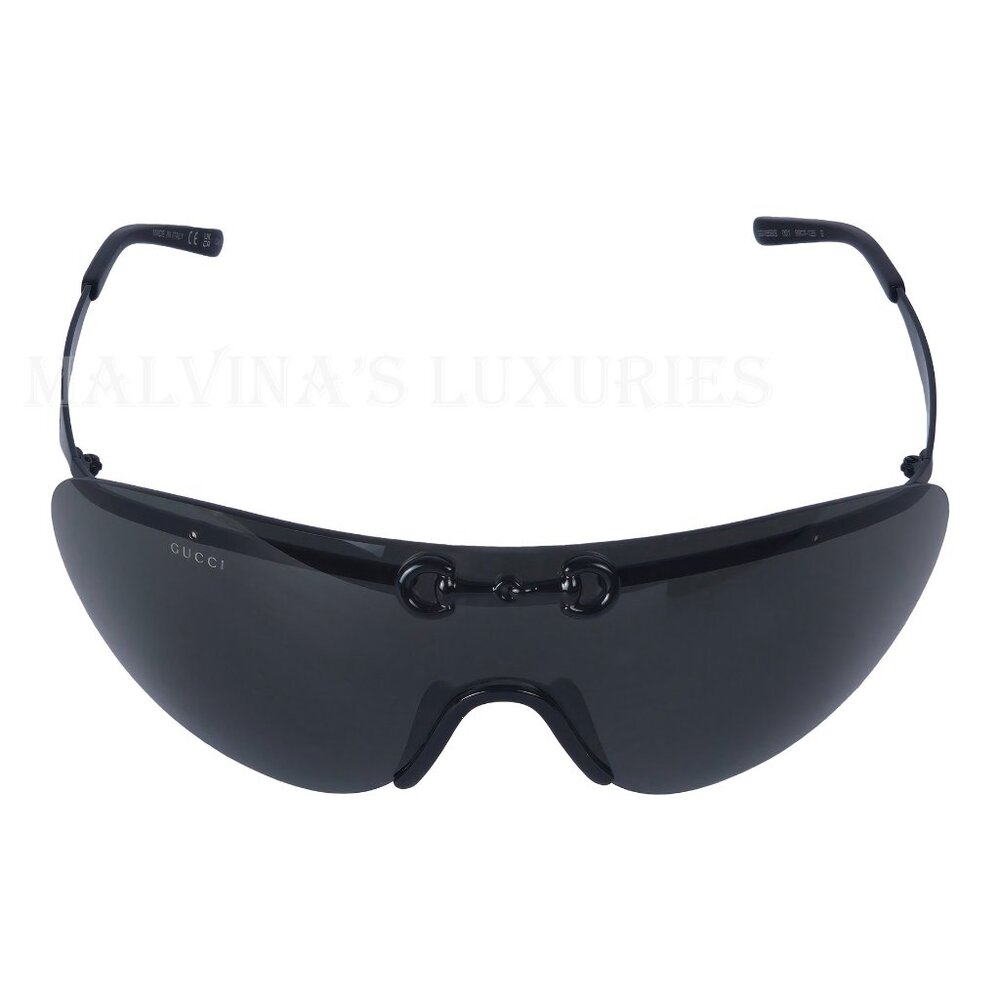GUCCI SUNGLASSES GG1656S BLACK HORSEBIT OVERSIZED SHIELD UNISEX - Picture 6 of 15